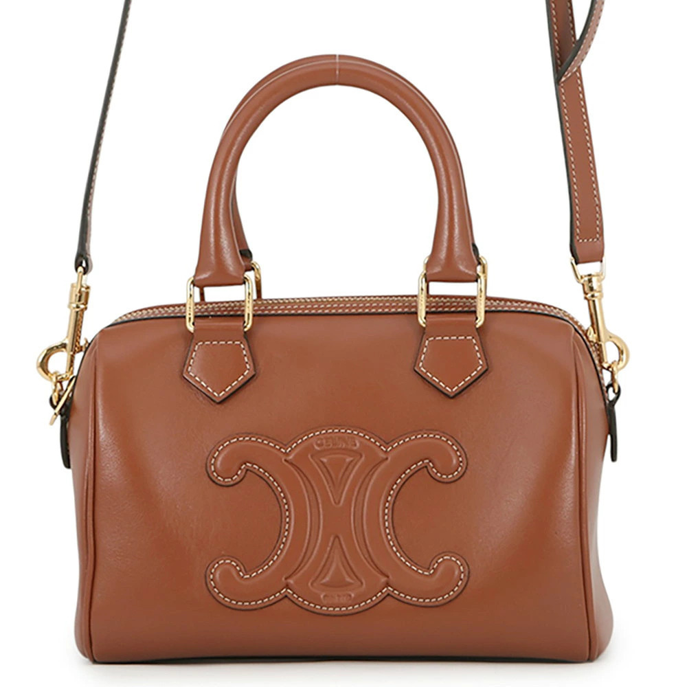 Celine Triomphe Boston Handbag Smooth Calf Leather Shoulder Bag